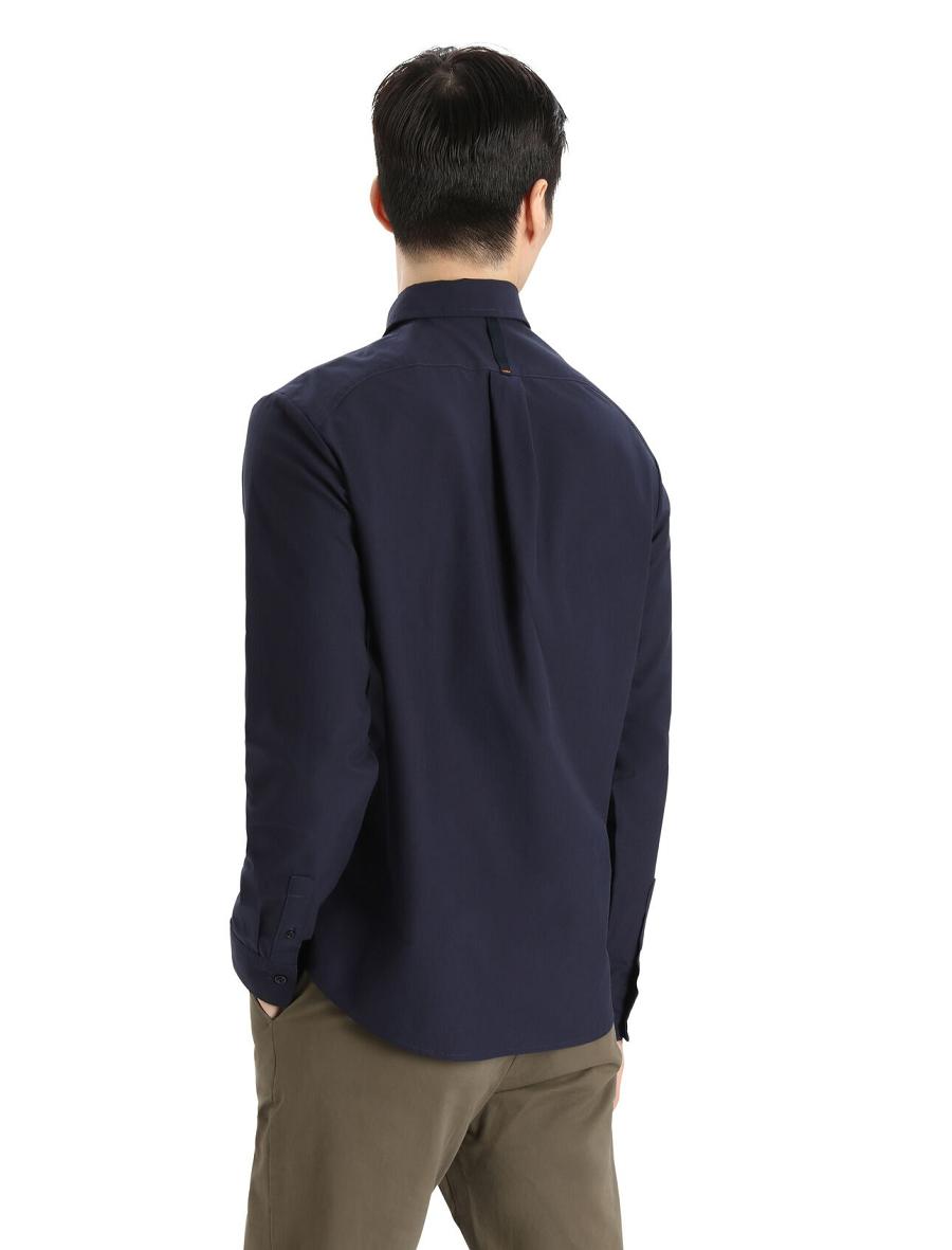 Long Sleeve Icebreaker Merino Berlin Shirt Homme Bleu Marine | FR 1235EBCX